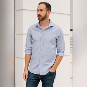 J.P.Tilford For Harry Rosen Men's Blue Striped Shirt